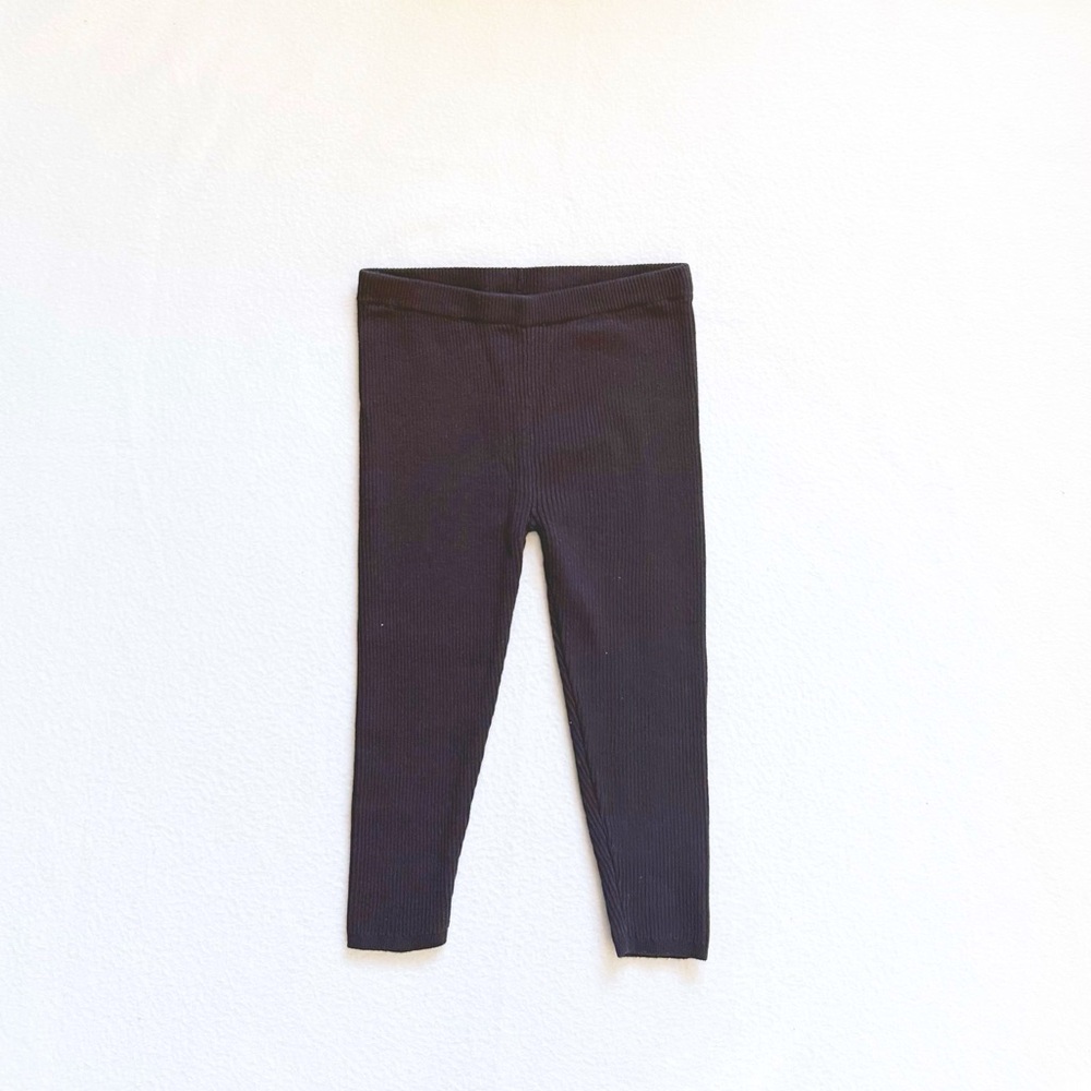 Little Planet Organic Ribbed Cotton Leggings Brown Stretch 2T Baby Toddler Girl